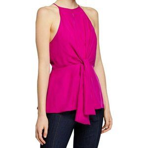 Cinq a Sept Bailey Women's Fuchsia Silk High Neck Sleeveless Blouse XS New